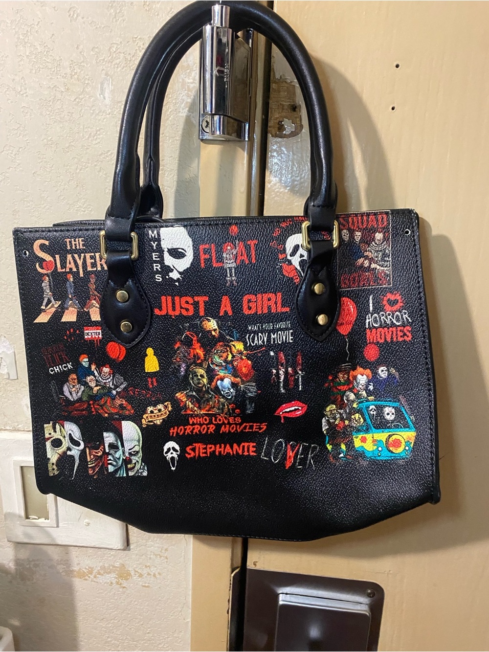 Unbranded Black Graphic Horror-Movie Shoulder Bag